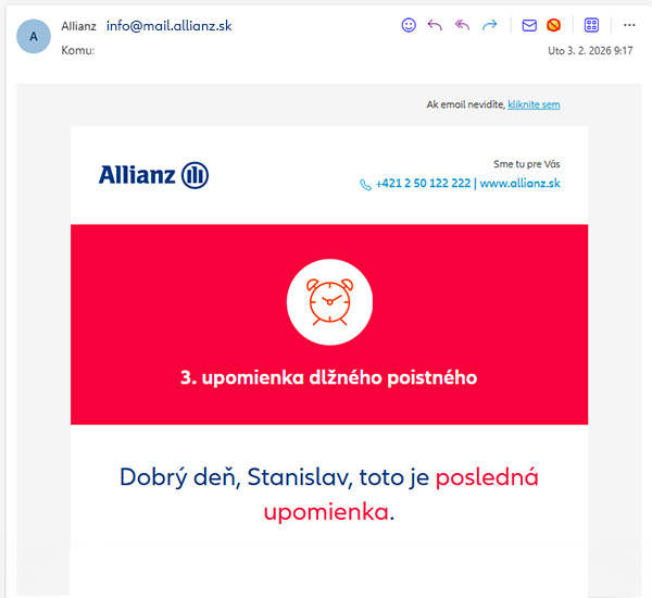 vzor emailu