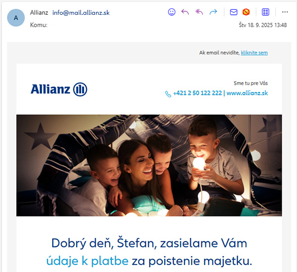 vzor emailu