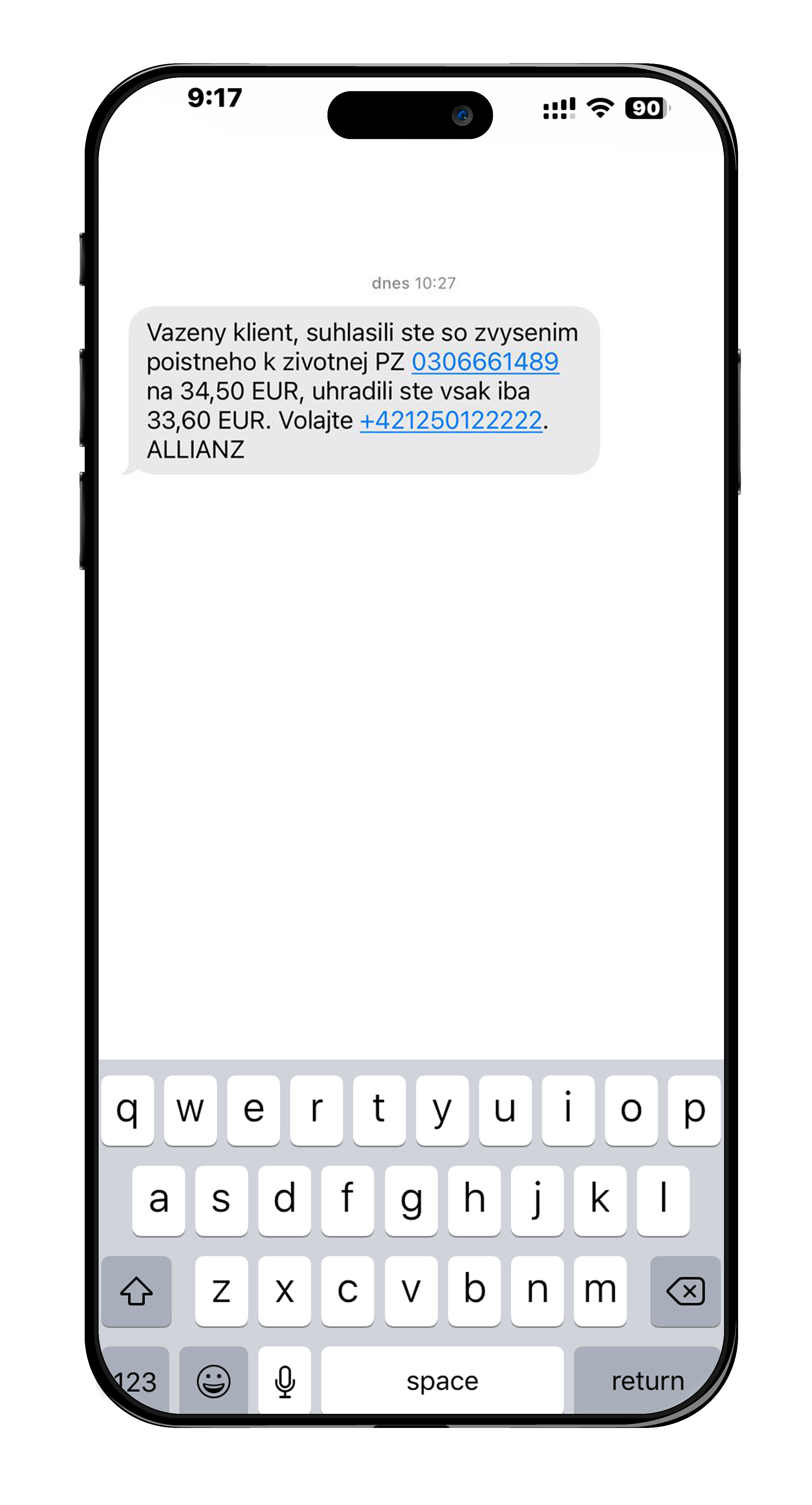 ukážka správnej SMS komunikácie